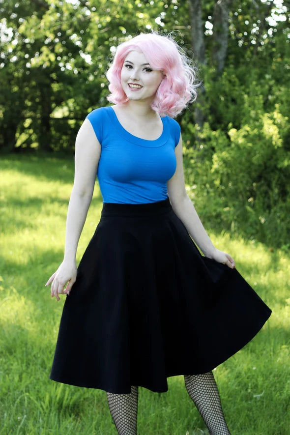 PREORDER - Retro Boat Neck Top in Blue - Expected dispatch 29th of September
