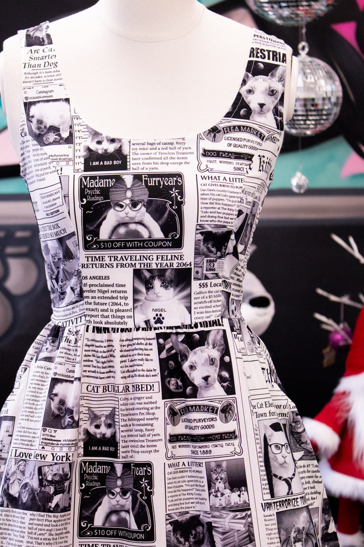 IN STOCK Newspaper Cats Fit & Flare Dress