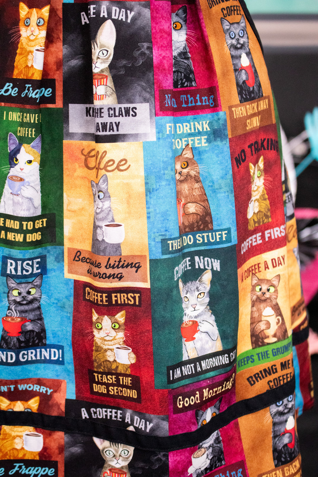 Cats & Coffee Collared Dress