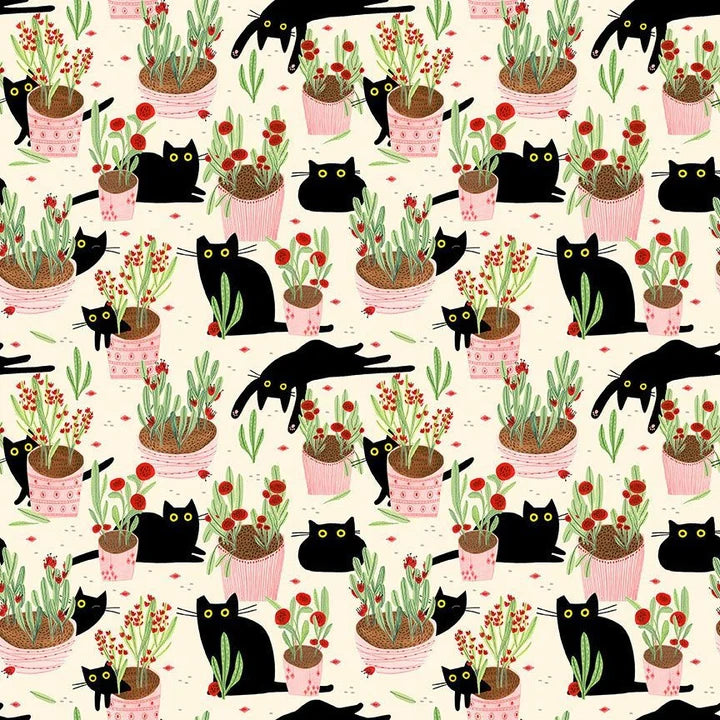 PREORDER - Cats & Plants Fit & Flare Dress - Estimated dispatch 12th of November