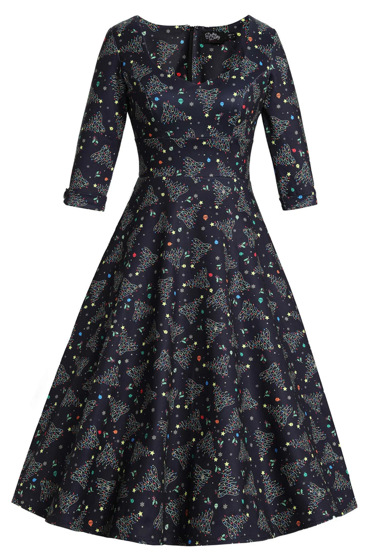 PREORDER - Scarlette Christmas Lights Swing Dress - Estimated dispatch 5th of November