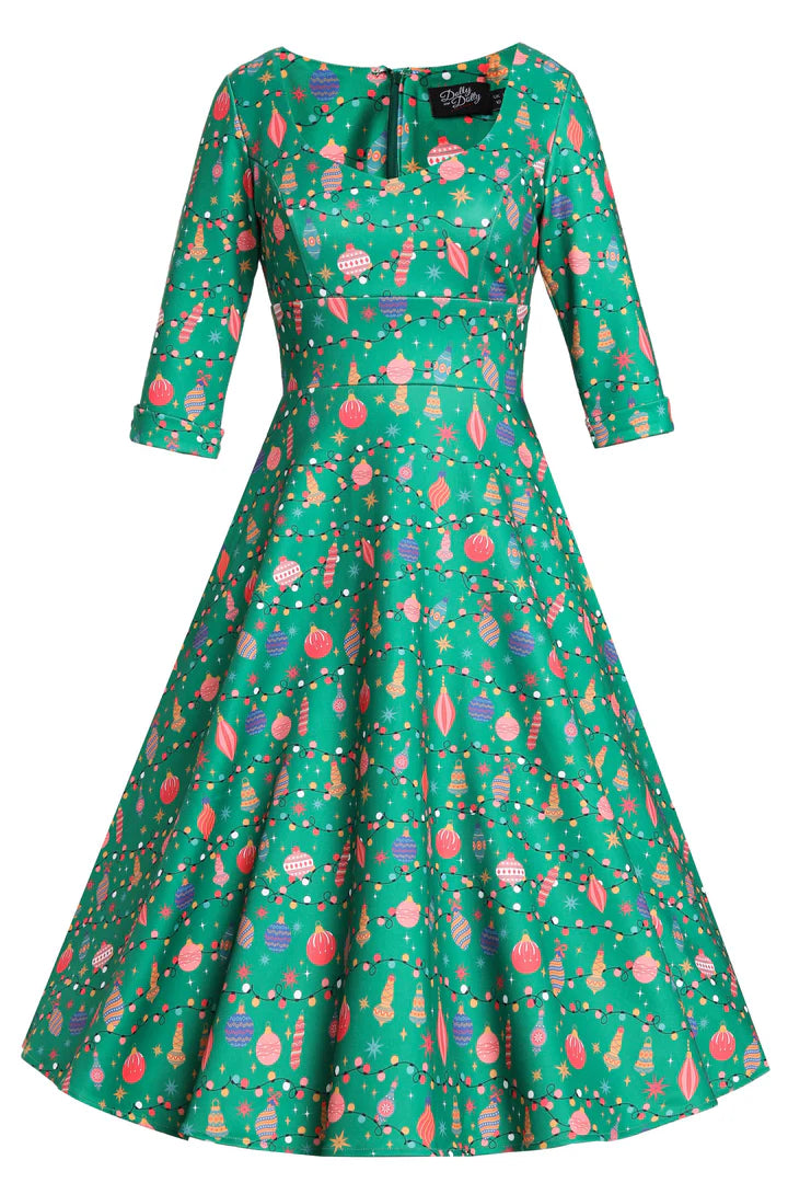 INSTOCK - Scarlette Green Bauble Swing Dress
