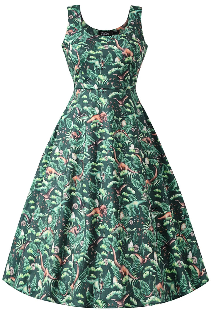 PREORDER - Cordelia Jurassic Dinosaur Aline Dress - Expected dispatch 13th of October