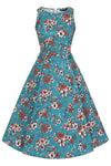 Teal Floral Hepburn Dress