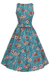 Teal Floral Hepburn Dress