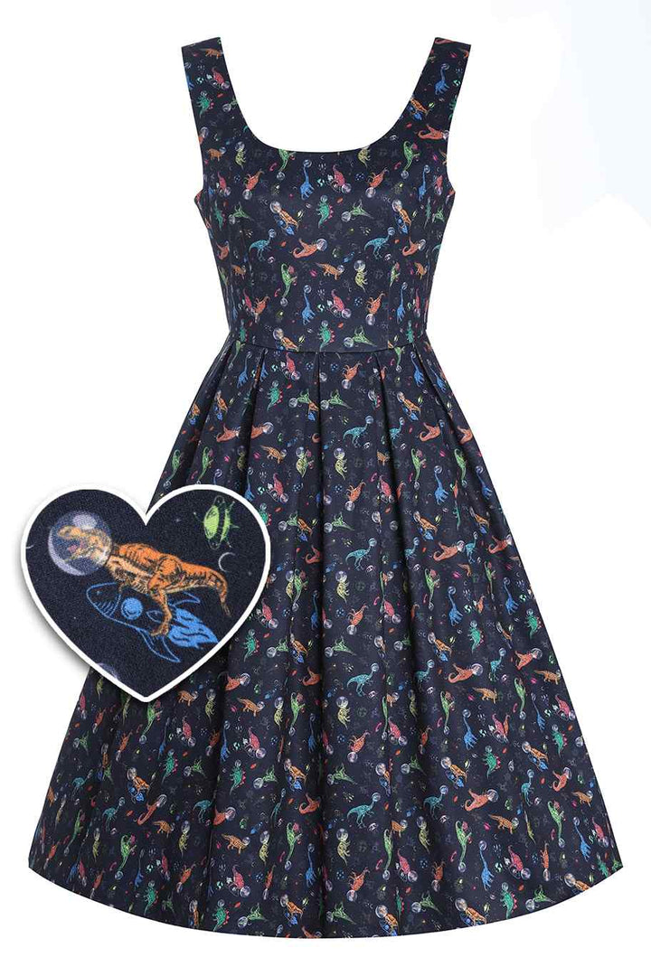 PREORDER - Amanda Space Dinosaur Dress - Estimated dispatch 9th of October