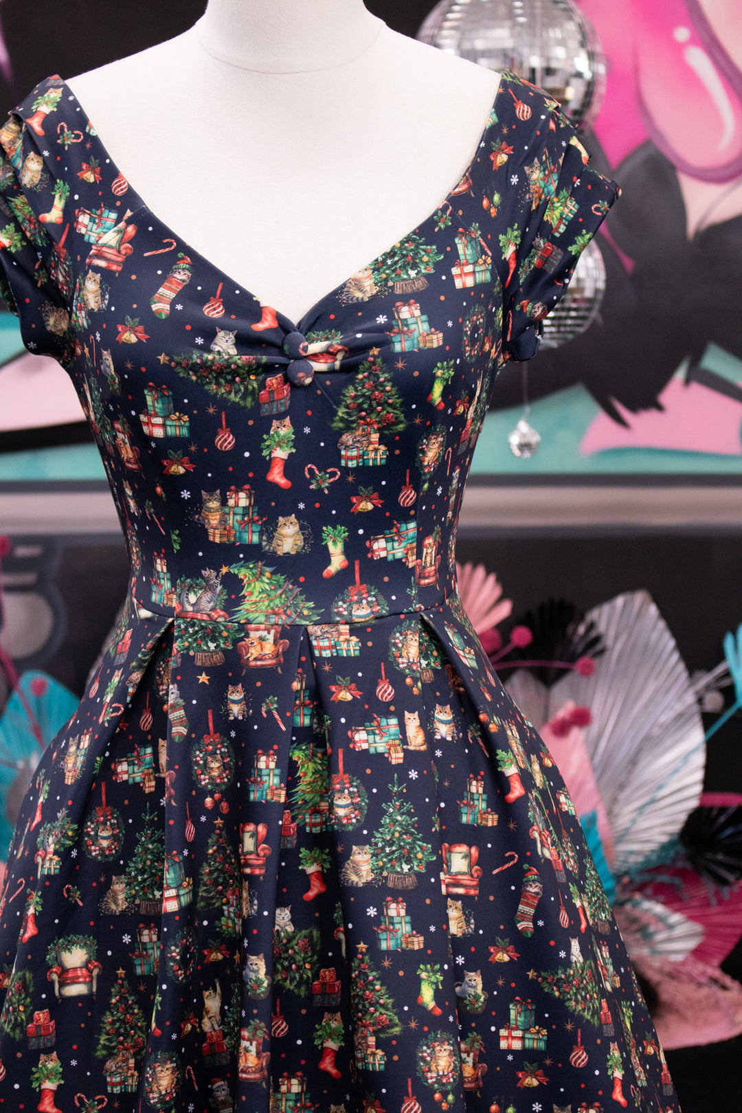 PREORDER - Lily Christmas Cats Swing Dress - Estimated dispatch 5th of November