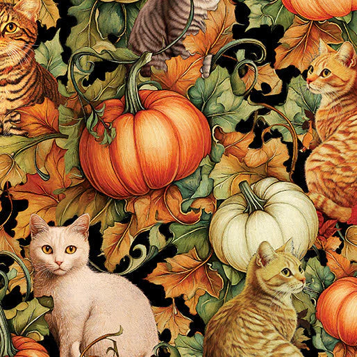 PREORDER - Cats & Pumpkin A-Skirt - Estimated dispatch date 30th July