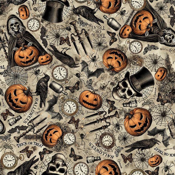 PREORDER - Skulls & Pumpkins Fit & Flare Dress - Estimated dispatch 25th of August