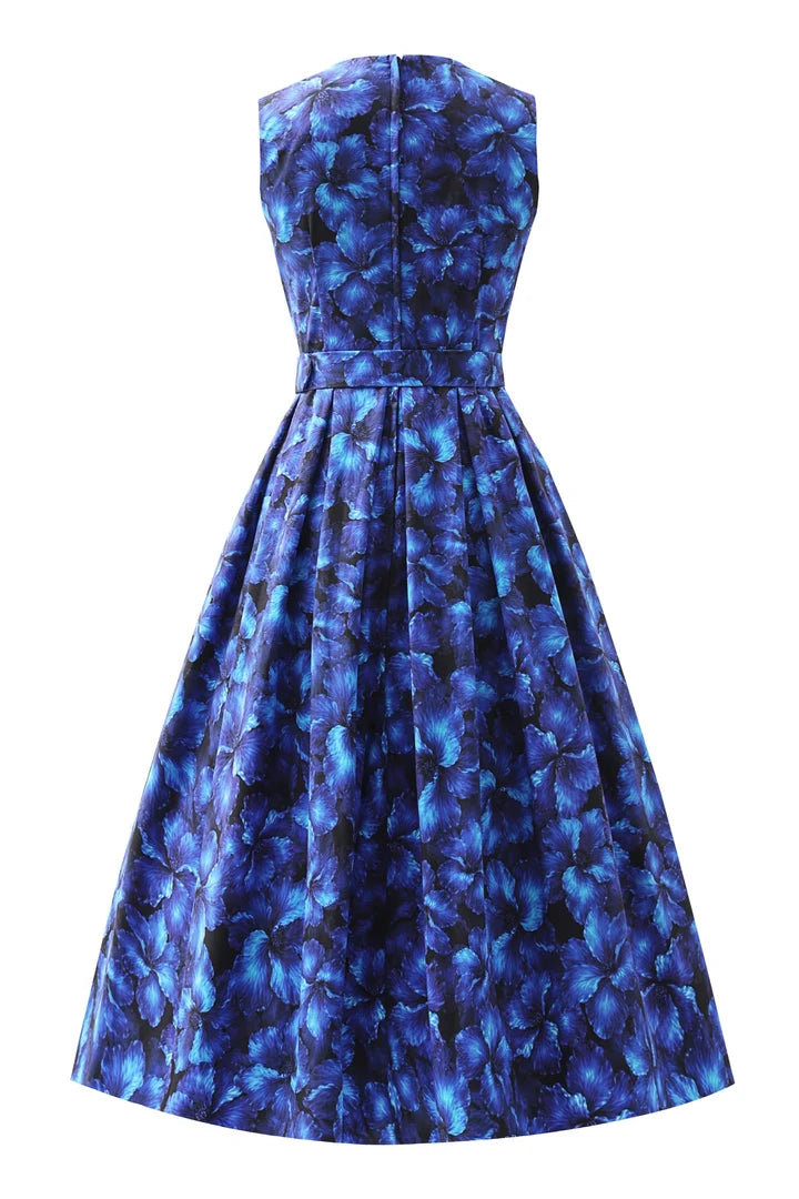 PREORDER - Helen Blue Floral Midi Dress - Expected dispatch 3rd September