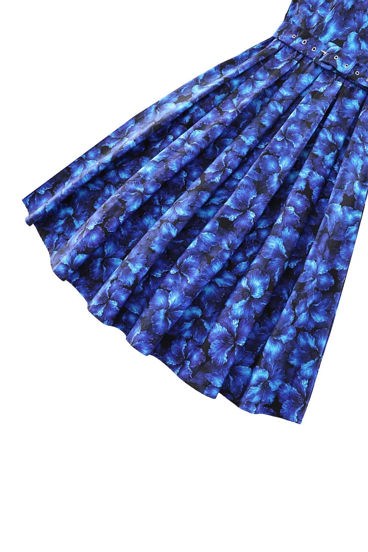PREORDER - Helen Blue Floral Midi Dress - Expected dispatch 3rd September