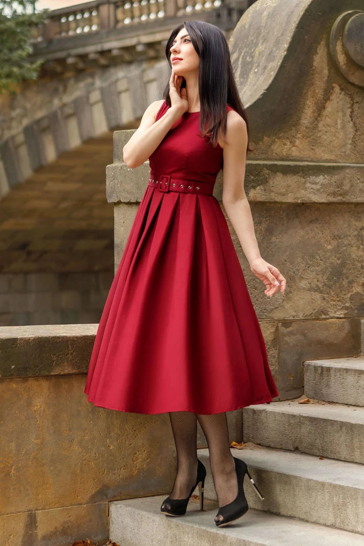 PREORDER - Helen Burgundy Dress - Expected dispatch 27th of October