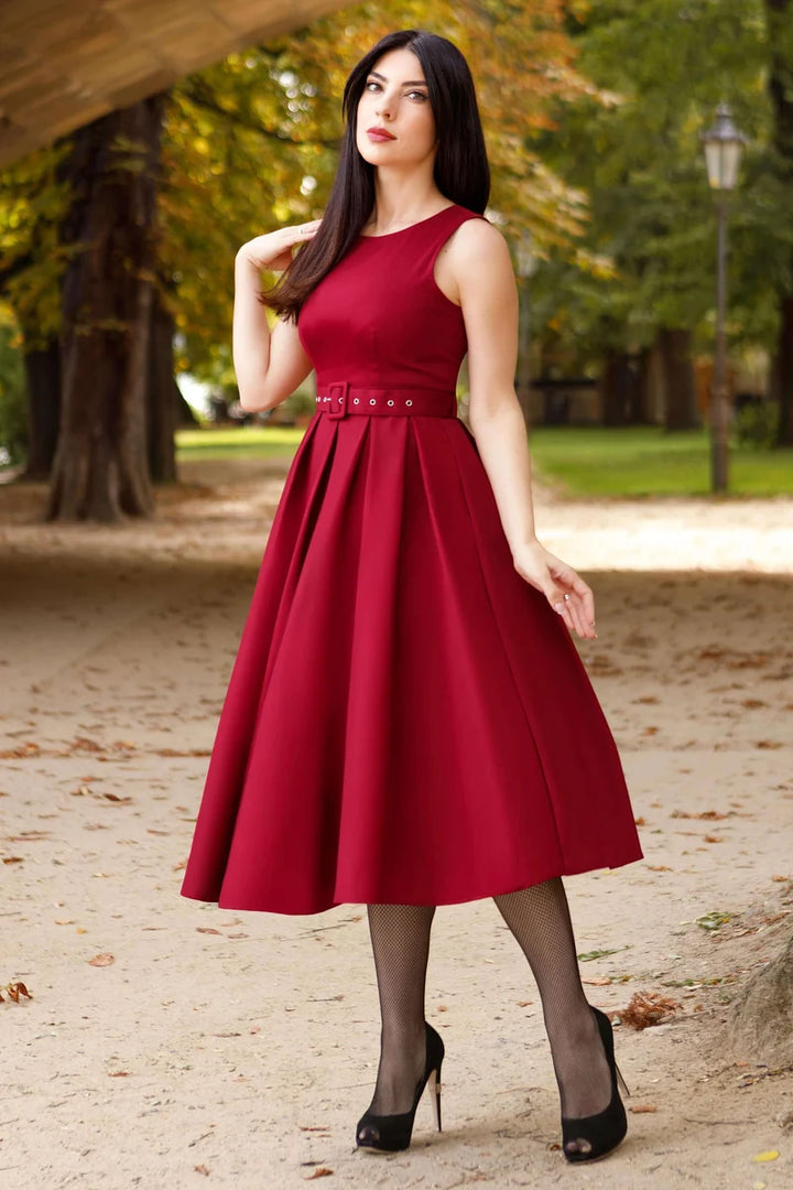 PREORDER - Helen Burgundy Dress - Expected dispatch 27th of October