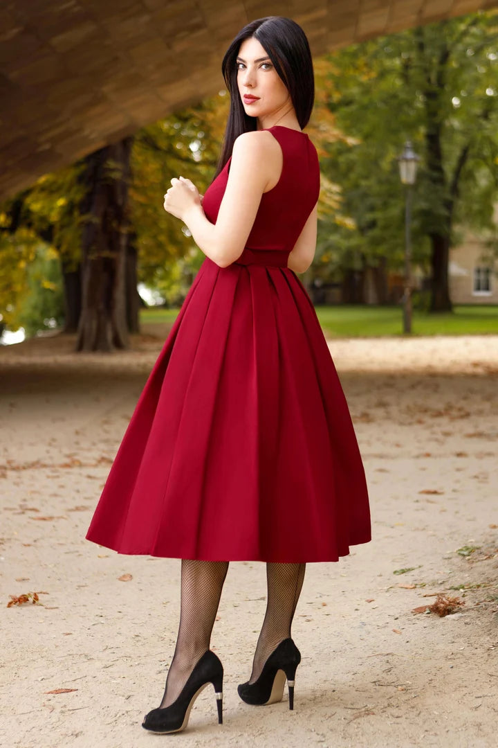 PREORDER - Helen Burgundy Dress - Expected dispatch 27th of October