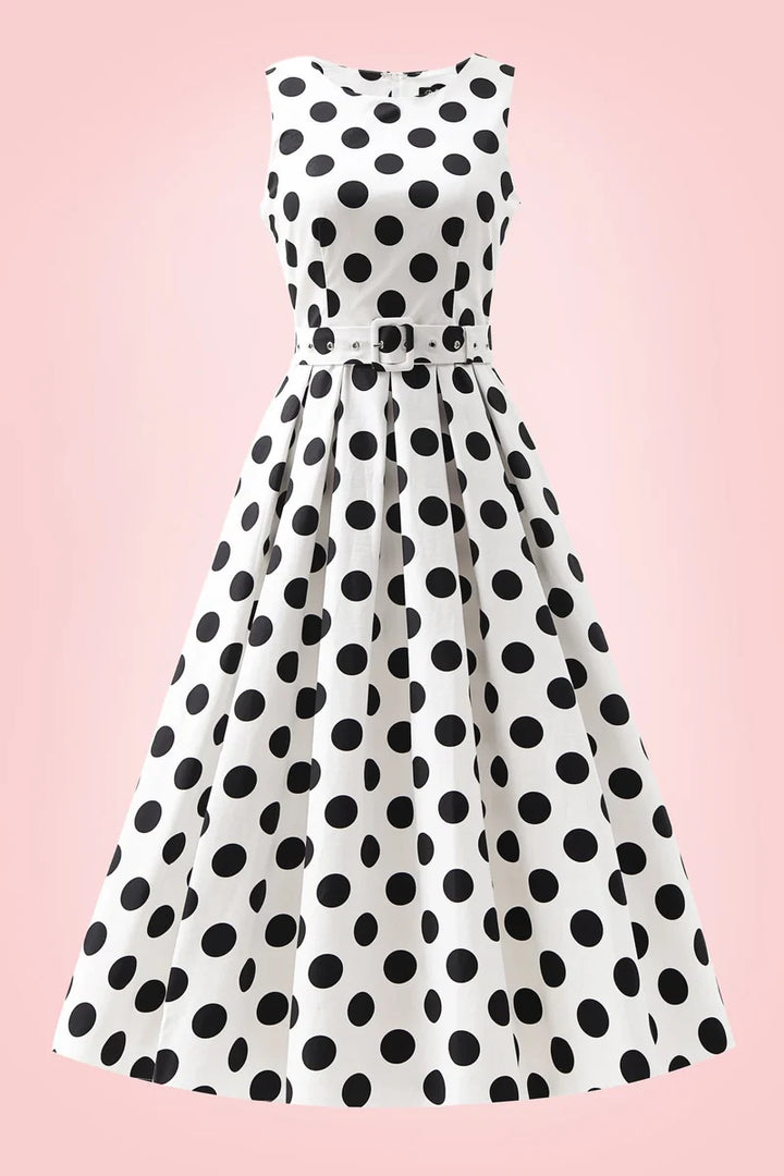 PREORDER - Helen White Polka Midi Dress - Expected dispatch 10th of September
