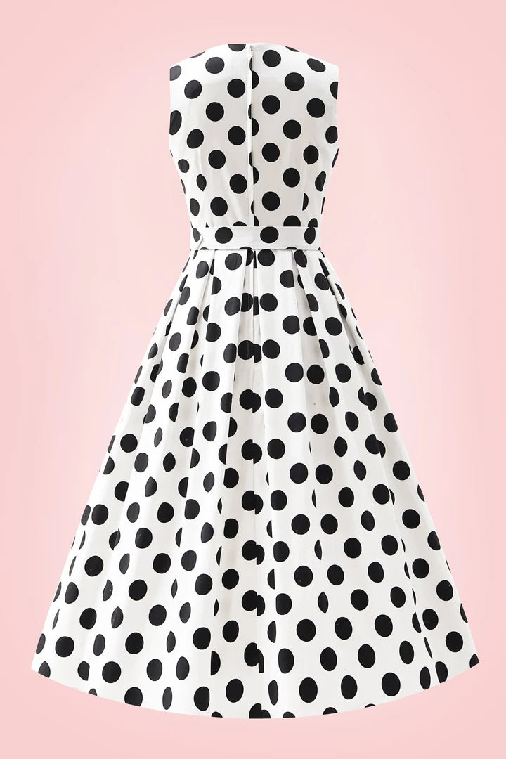 PREORDER - Helen White Polka Midi Dress - Expected dispatch 10th of September