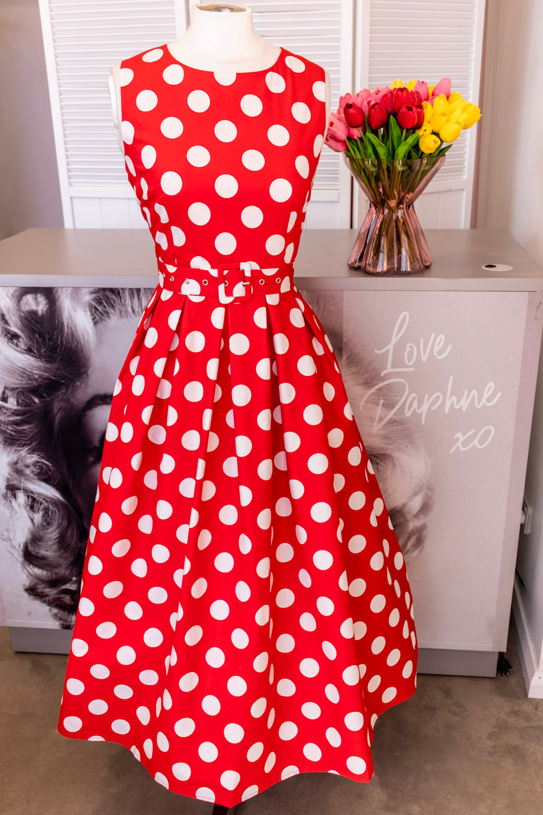 PREORDER - Helen Red Polka Dot Dress - Expected dispatch 24th of June