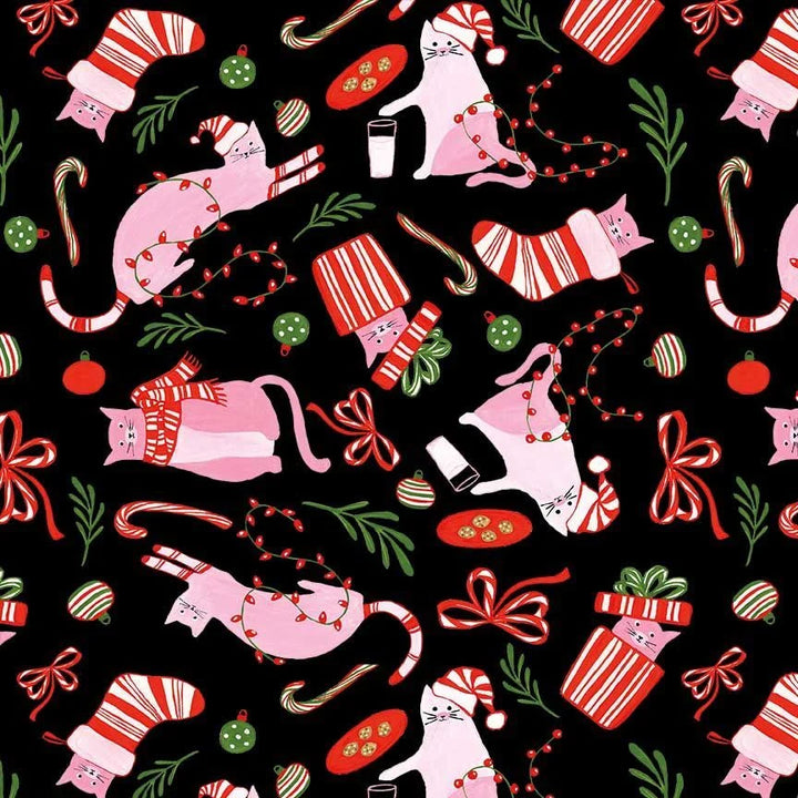 PREORDER - Elizabeth Dress in Holiday Cats - Estimated dispatch 29th of October
