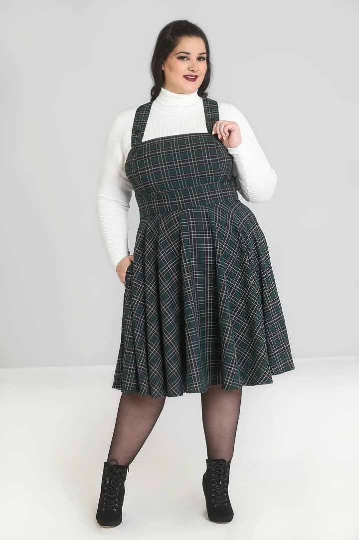 Peebles Pinafore Dress - Green - Preorder for dispatch 3rd of September
