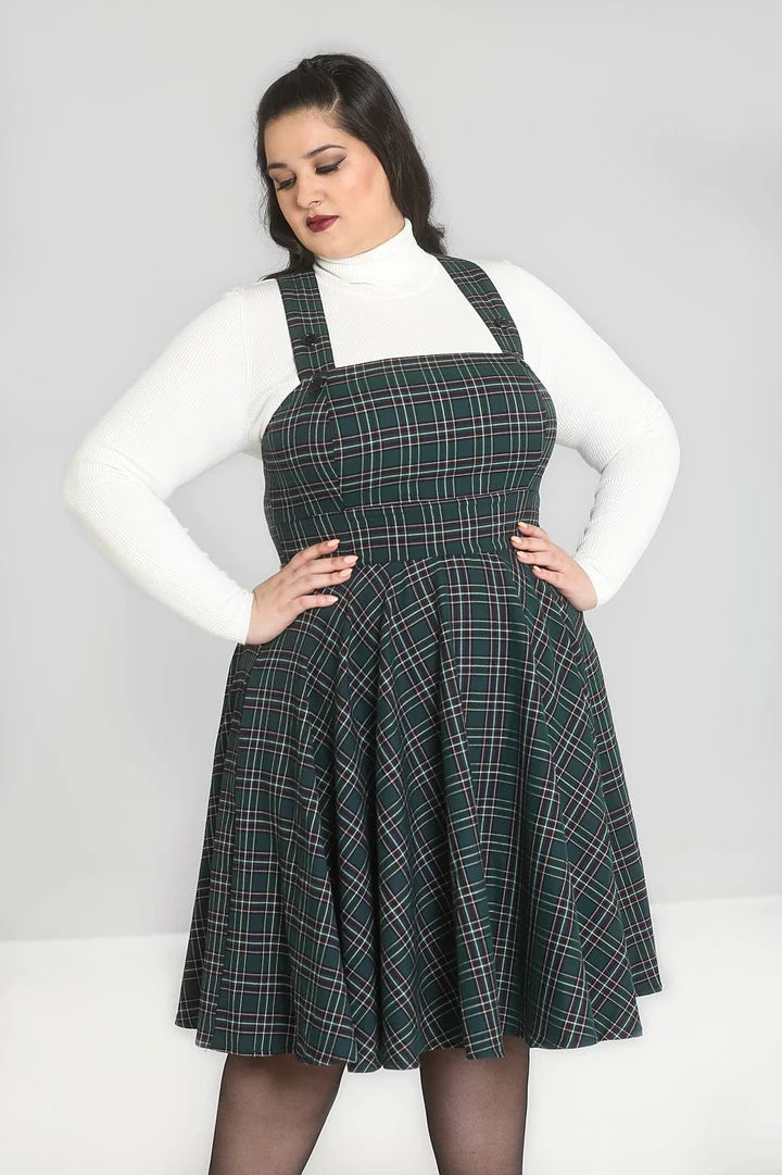Peebles Pinafore Dress - Green - Preorder for dispatch 3rd of September