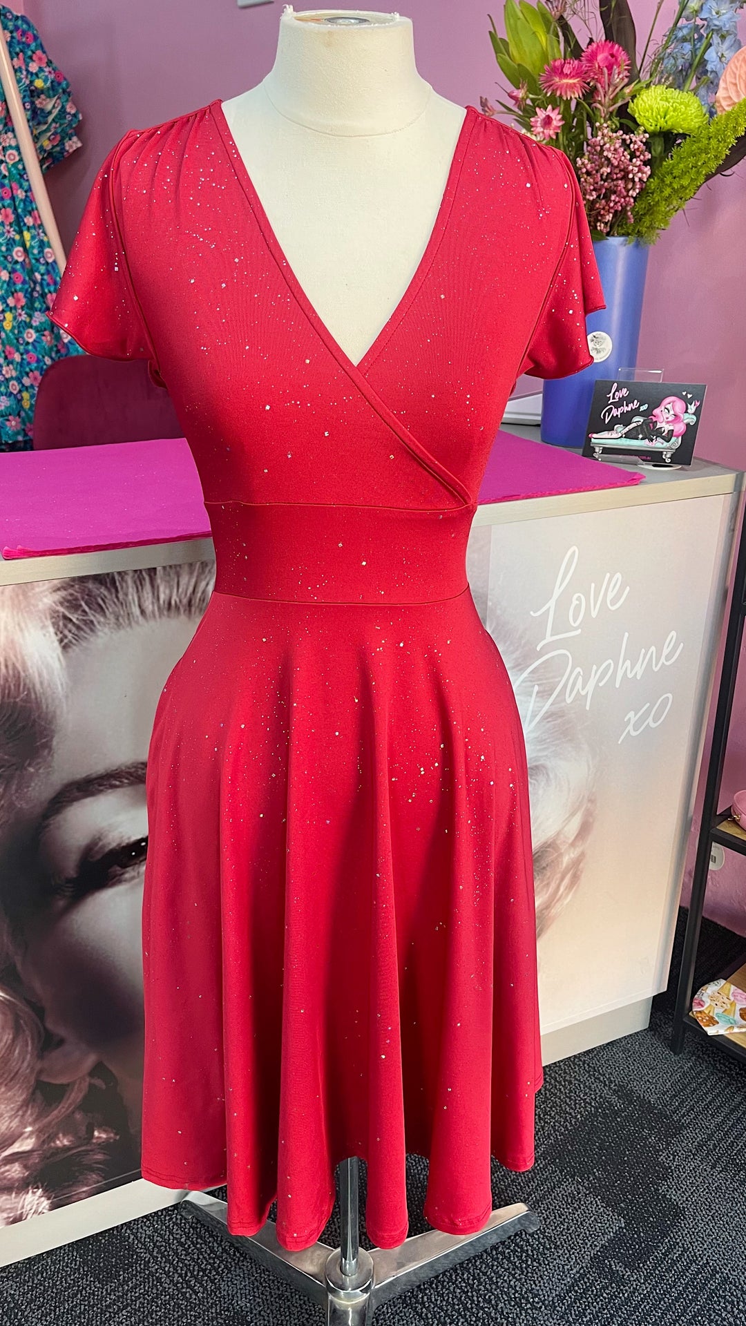 Mimi Swing Dress - Red Sparkle