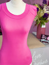 Retro Boat Neck Top in Hot Pink