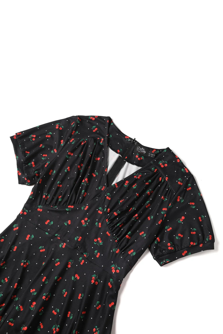 PREORDER - Julia Retro Black Cherry Tea Dress - Estimated dispatch 18th of June
