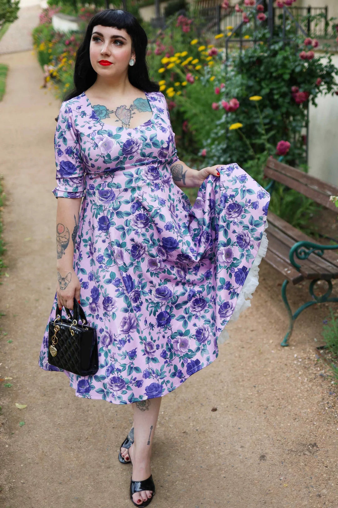 PREORDER - Scarlette Lilac Rose Midi Dress - Expected dispatch on the 6th of August