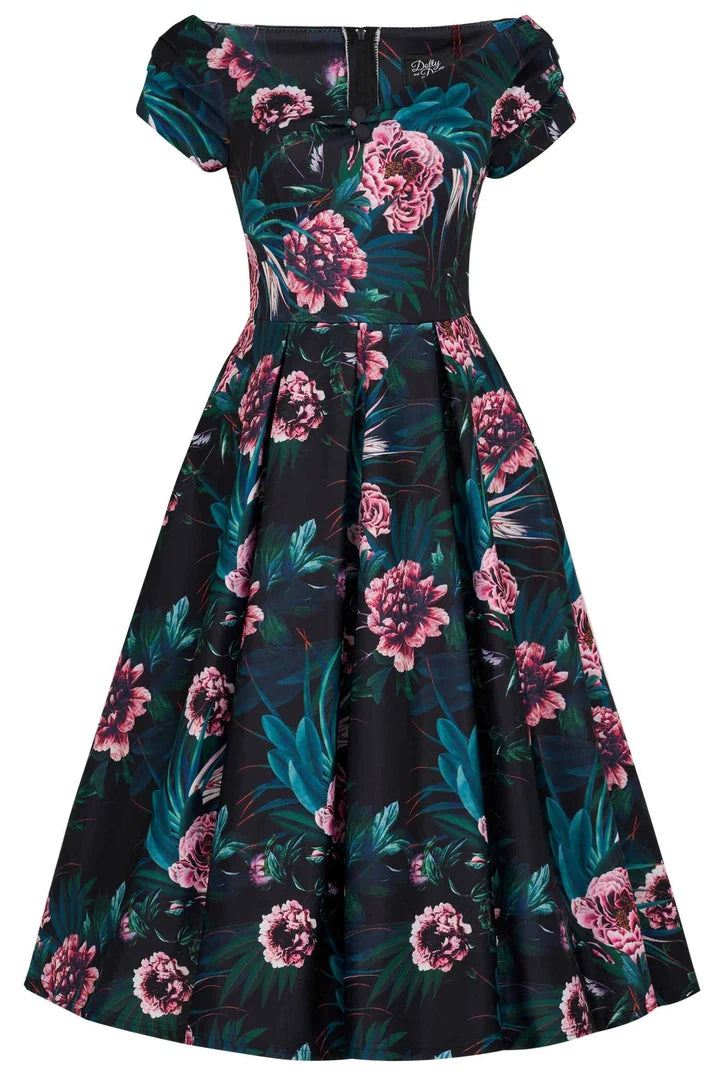 PREORDER - Lily Black Garden Swing Dress - Expected dispatch 15th of September