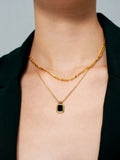 Black Charm Layered Gold Plated Necklace