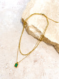 Green Charm Layered Gold Plated Necklace