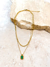Green Charm Layered Gold Plated Necklace
