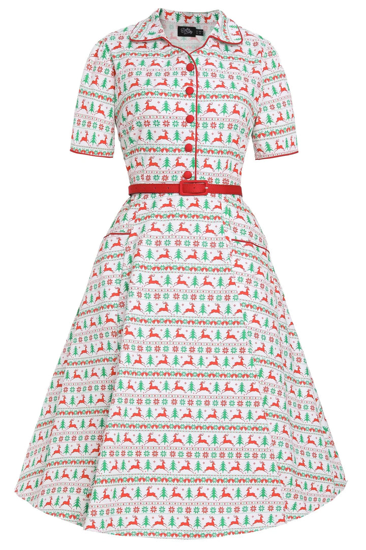 PREORDER - Penelope Christmas Reindeer Shirt Dress - Expected dispatch 10th of November