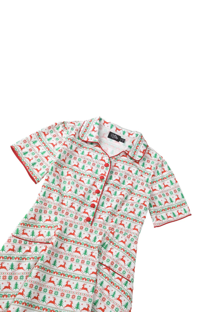 PREORDER - Penelope Christmas Reindeer Shirt Dress - Expected dispatch 10th of November