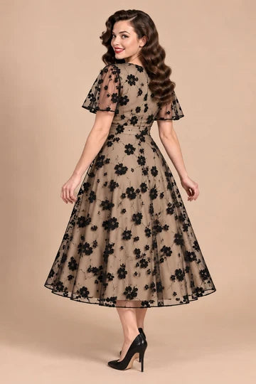 PREORDER - Marianne Champagne Floral Mesh Dress - Expected dispatch January 2027