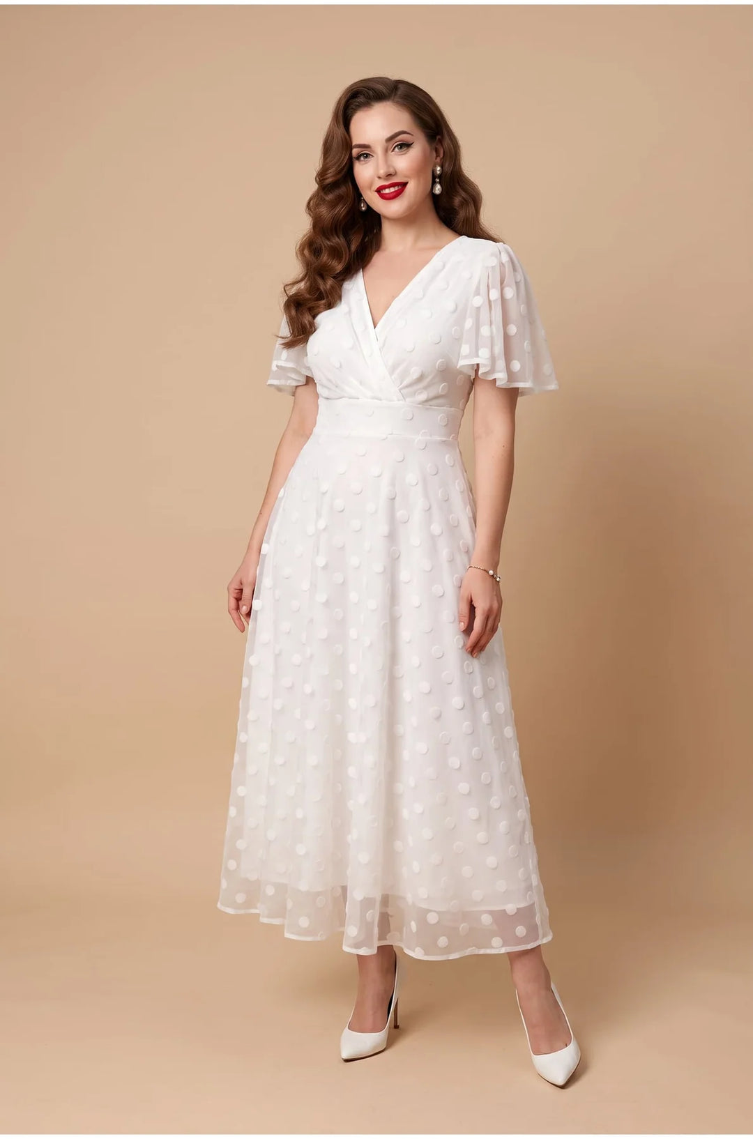 PREORDER - Marianne White Polka Dot Mesh Dress - Expected dispatch January 2027