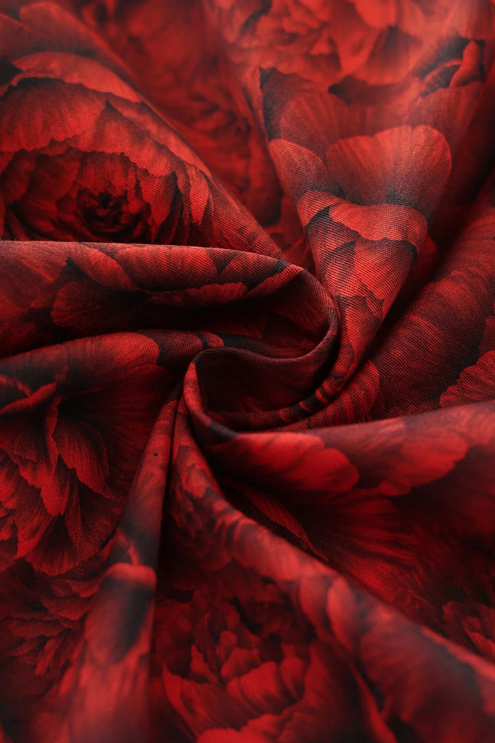 PREORDER - Mollie Gothic Red Peony Shirt Dress - Expected dispatch 1st of July