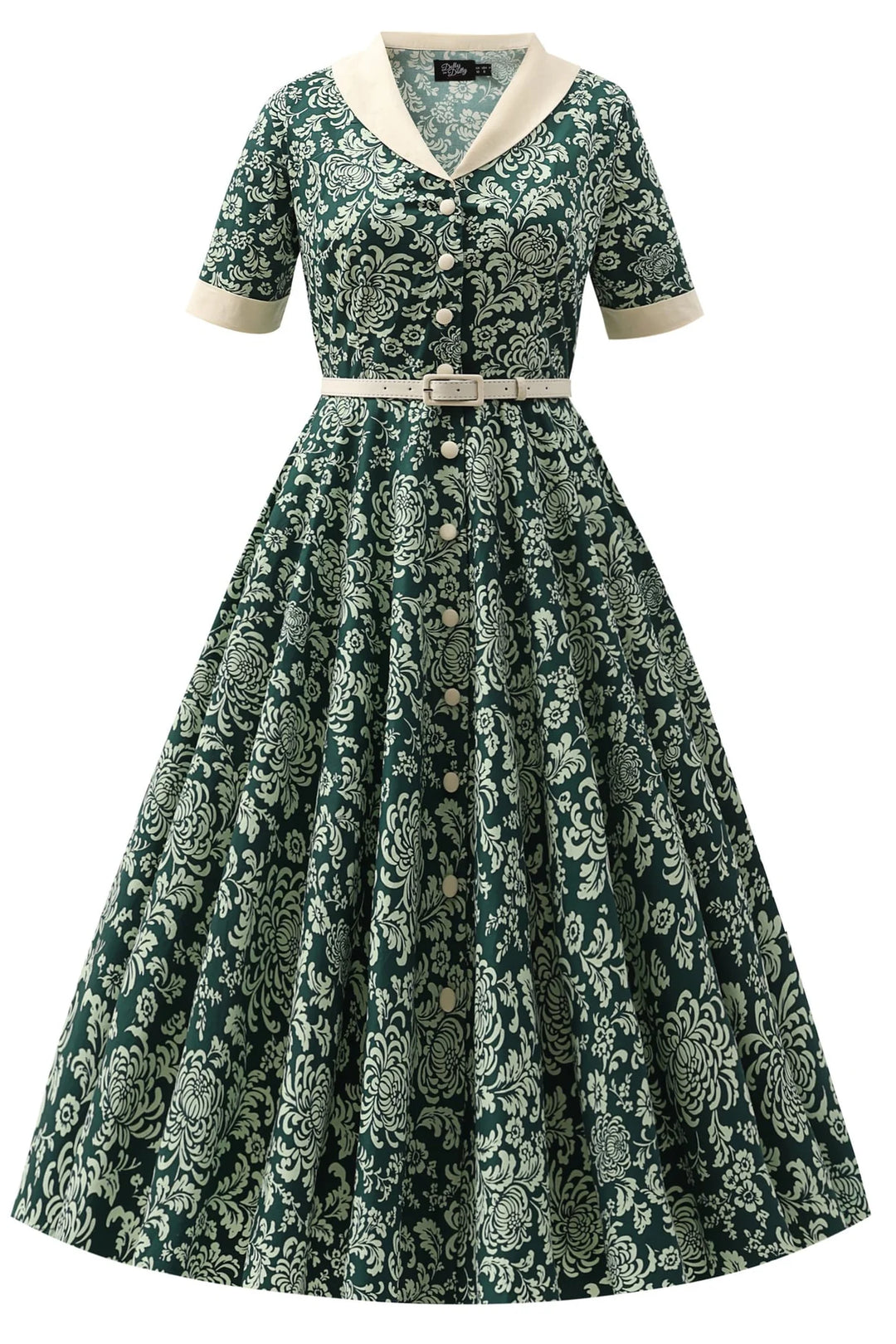 PREORDER - Mollie Green Victorian Floral Shirt Dress - Expected dispatch 1st of September