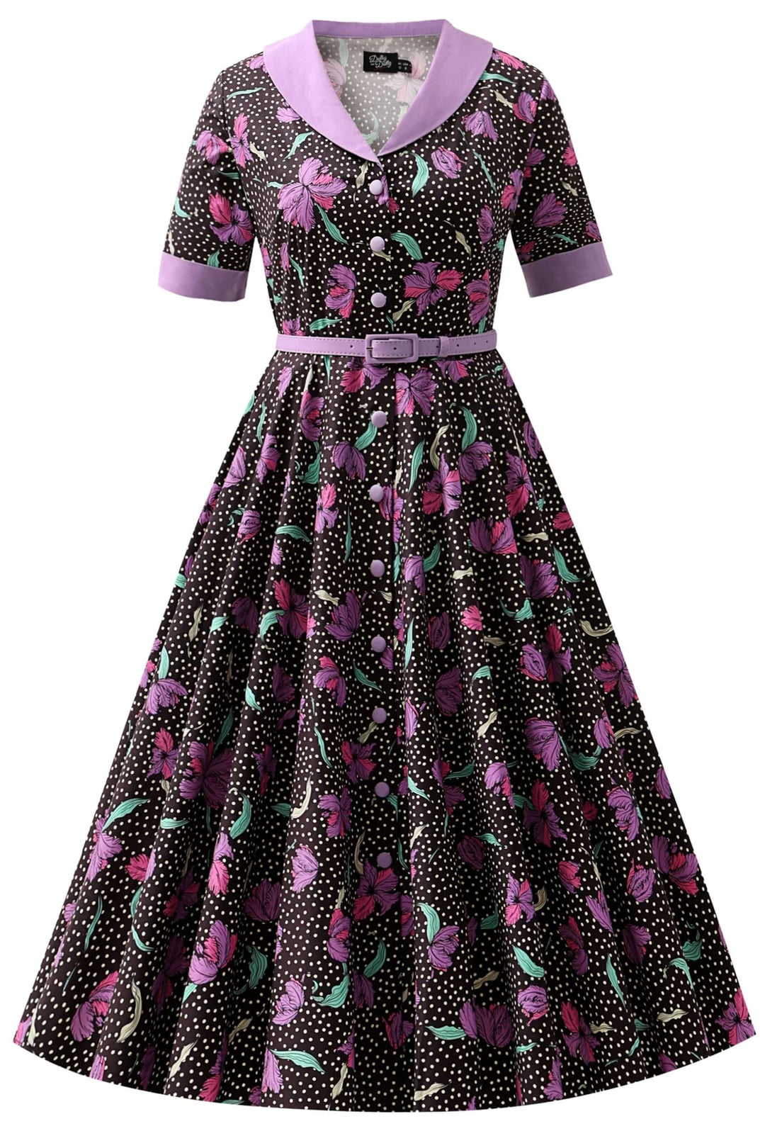 PREORDER - Mollie Purple Floral Shirt Dress - Expected dispatch 1st September
