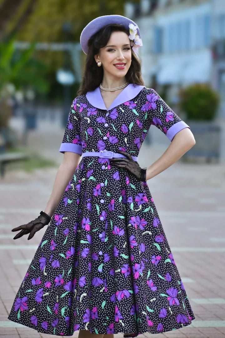 PREORDER - Mollie Purple Floral Shirt Dress - Expected dispatch 28th of October