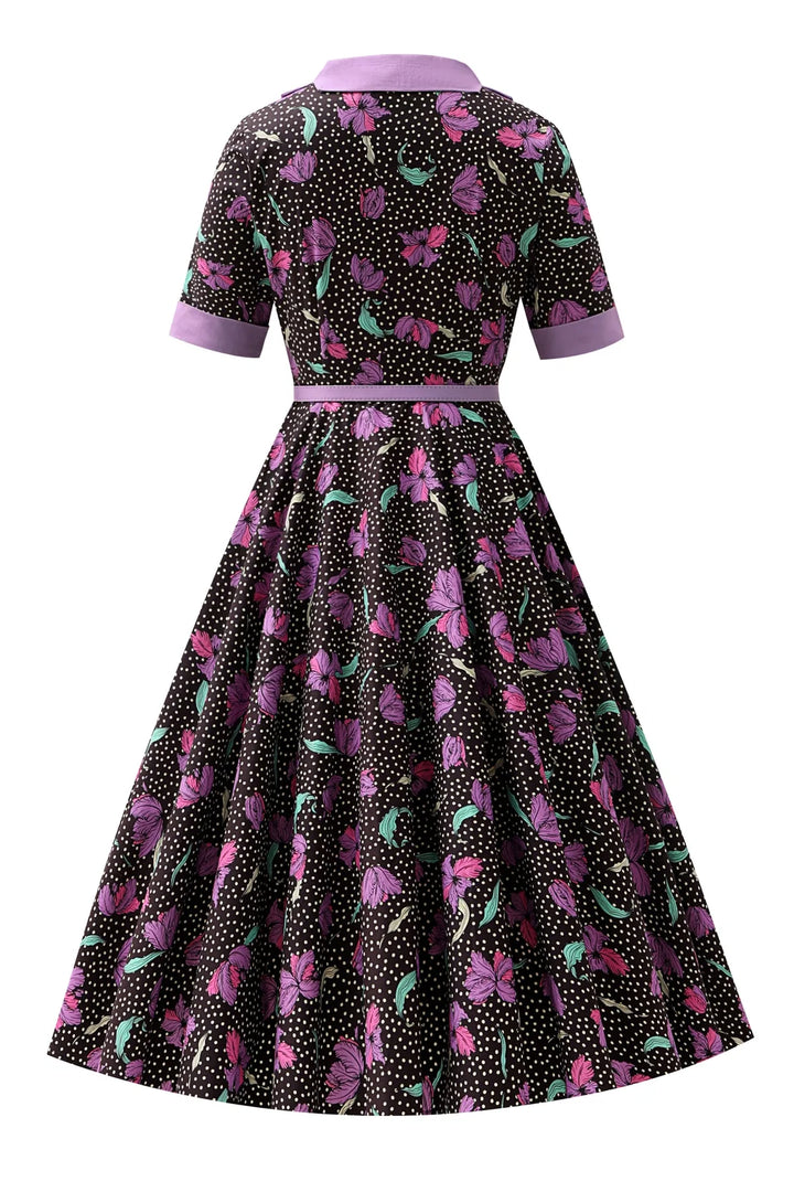 PREORDER - Mollie Purple Floral Shirt Dress - Expected dispatch 1st September