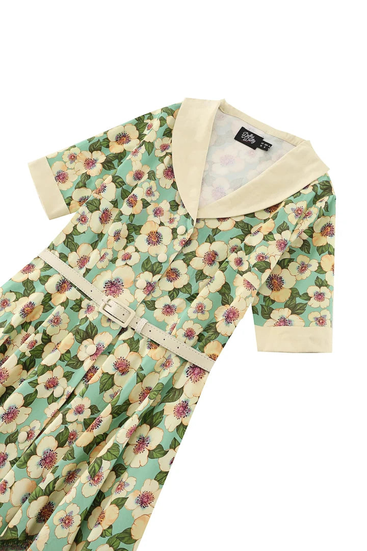 PREORDER - Mollie Teal Floral Shirt Dress - Expected dispatch 1st September