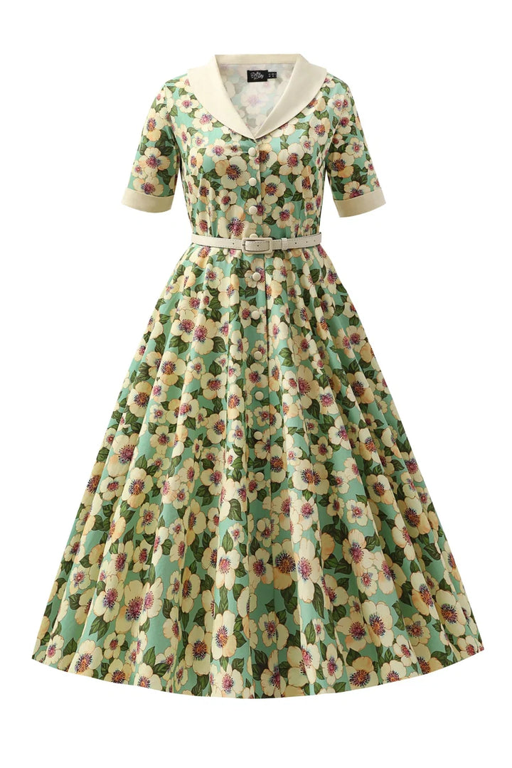 PREORDER - Mollie Teal Floral Shirt Dress - Expected dispatch 1st September
