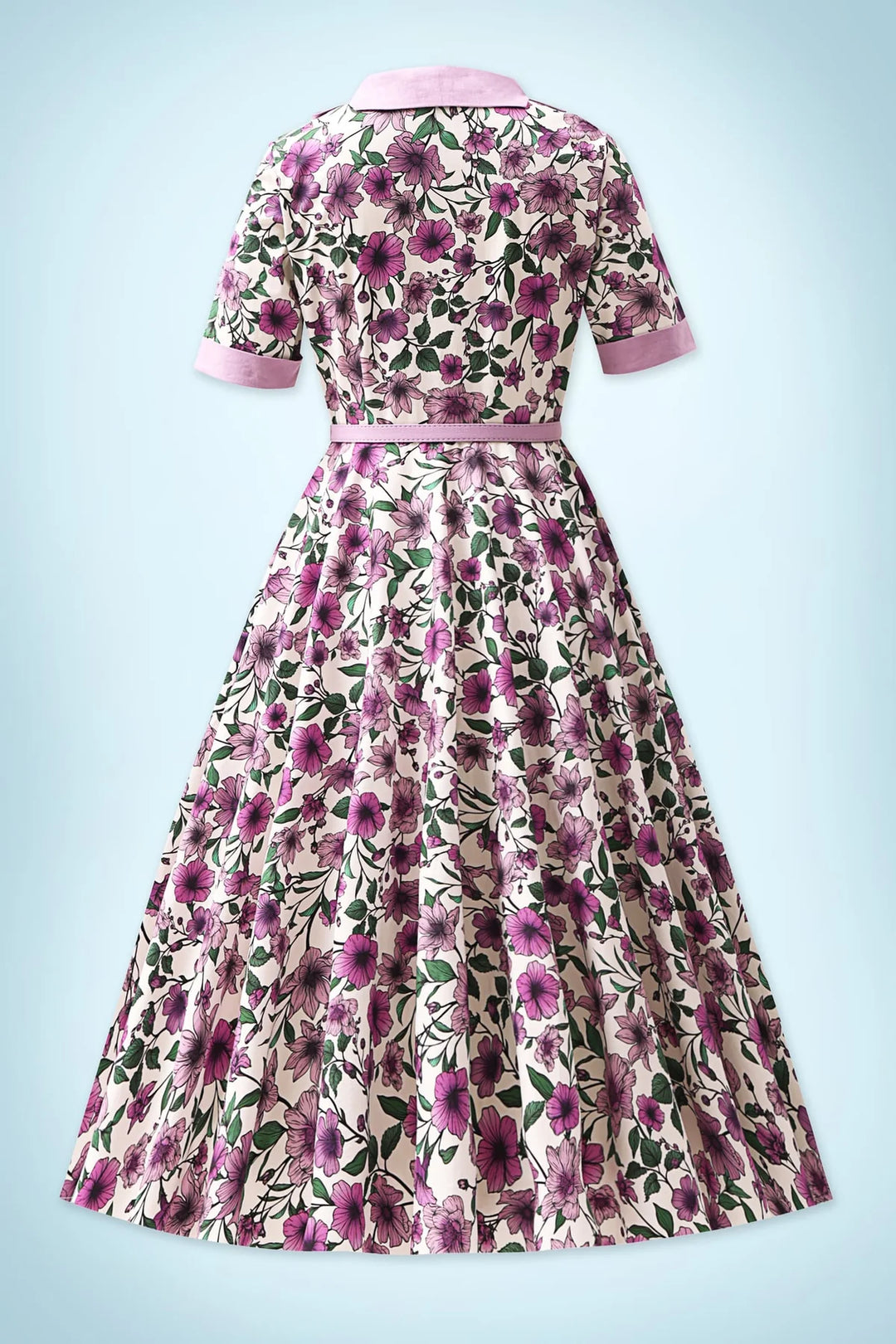 PREORDER - Mollie White Purple Anemone Shirt Dress - Expected dispatch 1st of July