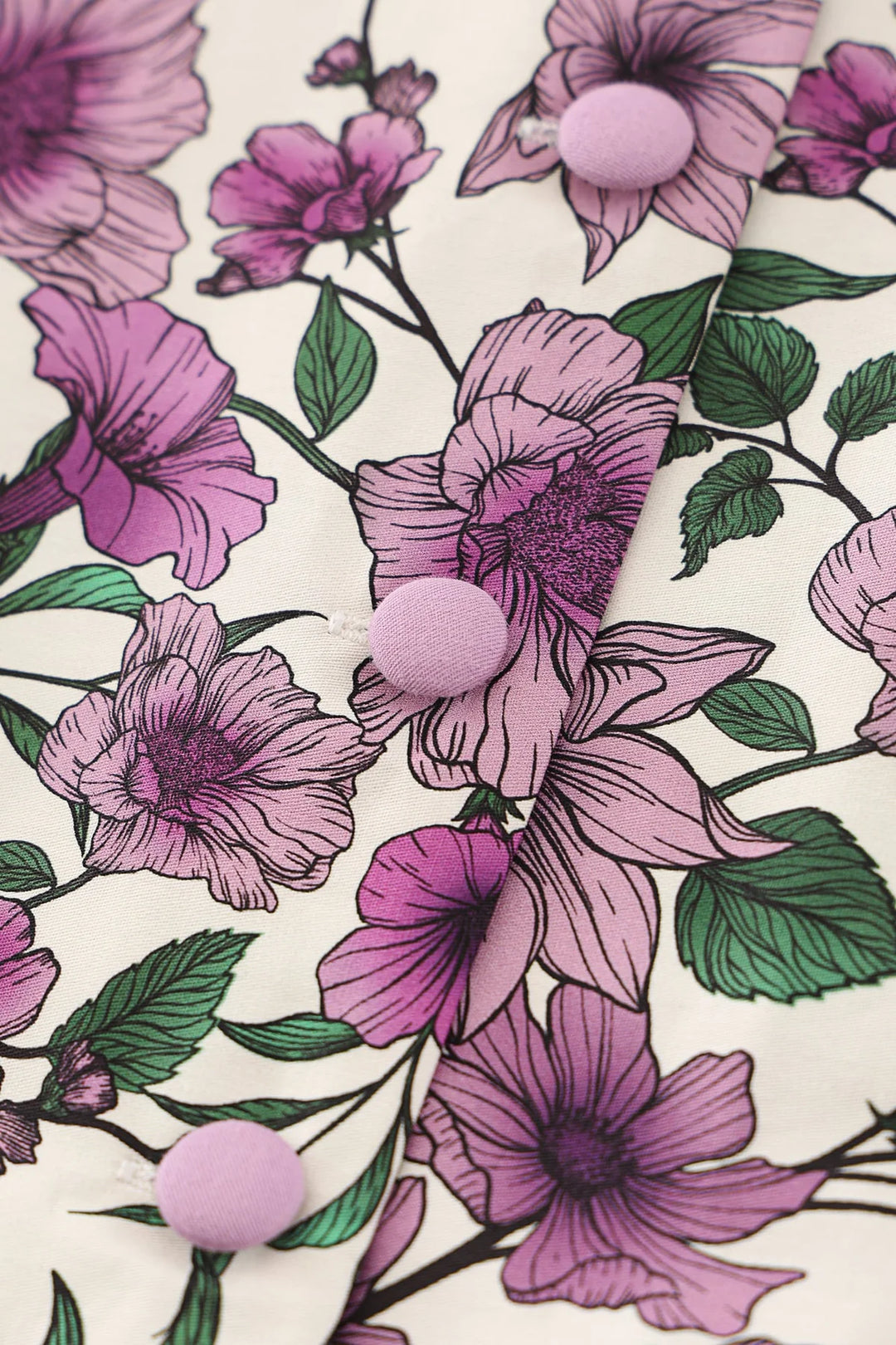PREORDER - Mollie White Purple Anemone Shirt Dress - Expected dispatch 1st of July