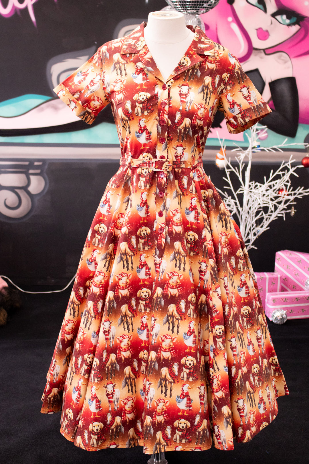 INSTOCK - Peggy Swing Dress - Farmyard Christmas