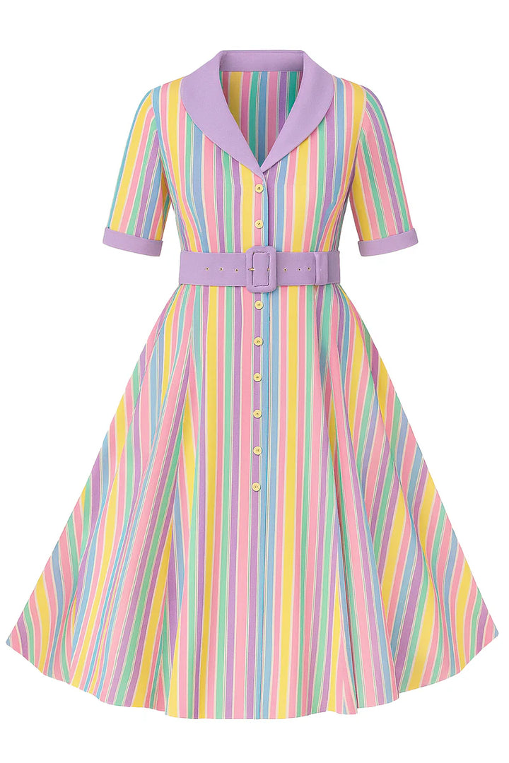 Mollie Lavender Rainbow Shirt Dress
