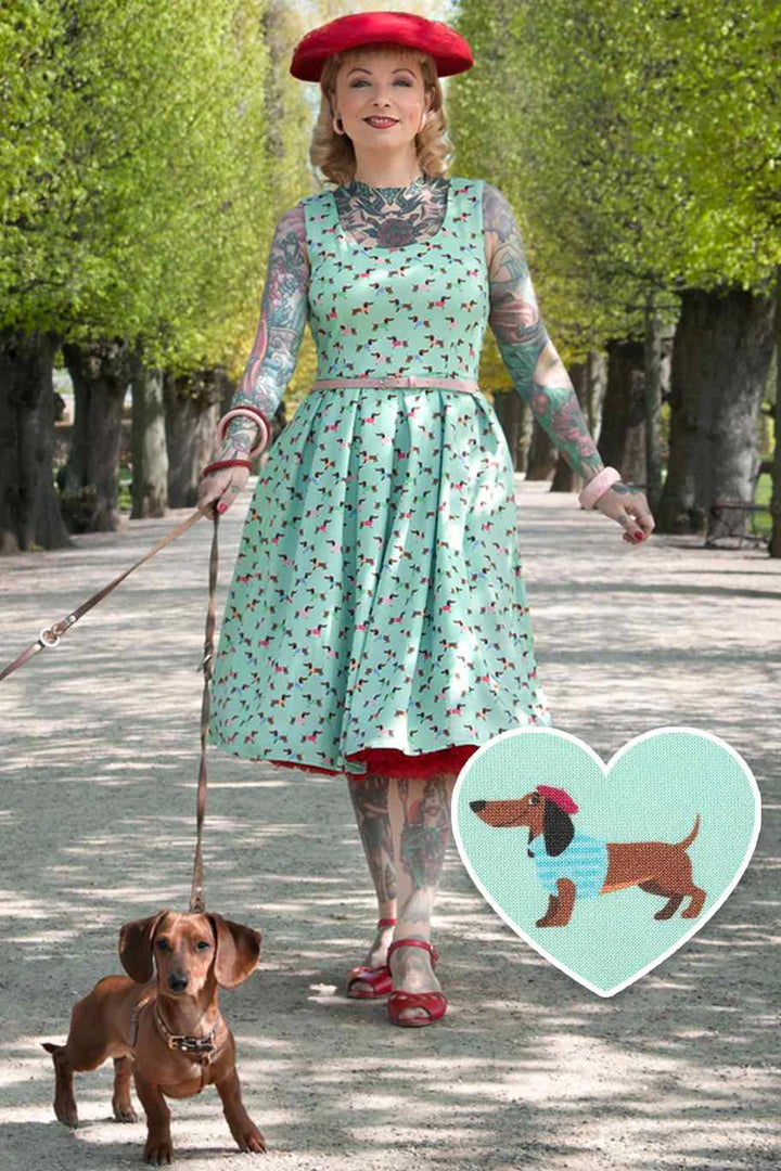Amanda Picasso Sausage Dog Flared Dress - Preorder for dispatch 12th September