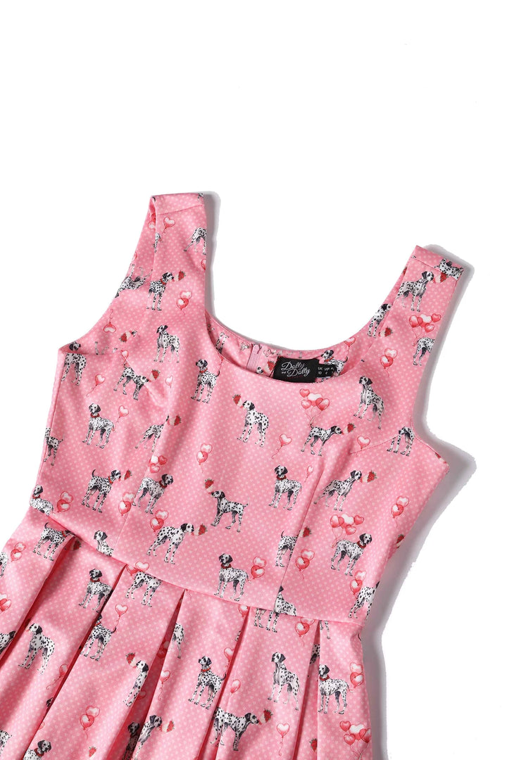 Amanda Pink Dalmation Swing Dress - Preorder for dispatch 4th September