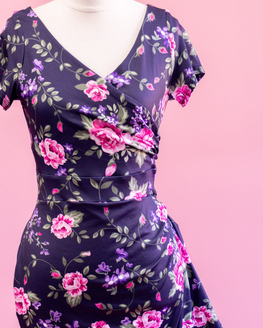 Pink and Navy Floral Elsie Dress